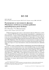 Размещение и численность фазана Phasianus colchicus в степных районах правобережья реки Кубани