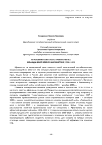 ОТНОШЕНИЕ СОВЕТСКОГО ПРАВИТЕЛЬСТВА К ГРАЖДАНСКОЙ ВОЙНЕ В АФГАНИСТАНЕ (1928–1929)