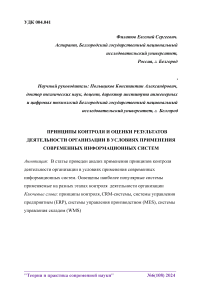 Принципы контроля и оценки результатов деятельности организации в условиях применения современных информационных систем