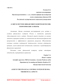 Аудит в системе финансового контроля России: теоретические аспекты