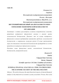 Внутренний финансовый анализ как инструмент укрепления экономической безопасности организации