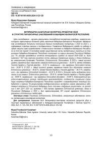 Ветеринарно-санитарная экспертиза продуктов убоя в структуре паразитарных заболеваний в Кабардино-Балкарской Республике