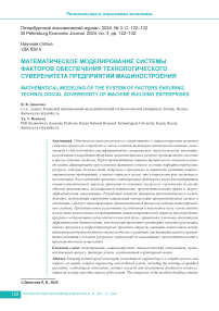 Математическое моделирование системы факторов обеспечения технологического суверенитета предприятий машиностроения