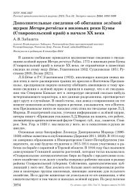 Дополнительные сведения об обитании зелёной щурки Merops persicus в низовьях реки Кумы (Ставропольский край) в начале XX века