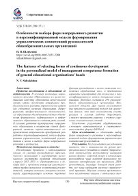 Особенности выбора форм непрерывного развития в персонифицированной модели формирования управленческих компетенций руководителей общеобразовательных организаций