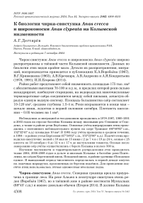 К биологии чирка-свистунка Anas crecca и широконоски Anas clypeata на Колымской низменности