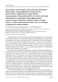 Гнездовое население птиц аккумулятивных береговых ландшафтных комплексов восточного побережья озера Ханка (заповедник «Ханкайский»): его многолетняя динамика и коренная трансформация в результате подъёма уровня воды в озере. Часть 1. Местообитания птиц и их состояние в прошлом и настоящем