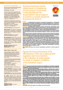 Агроэкономическая оценка эффективности применения регуляторов роста растений и микроудобрений при возделывании перца сладкого на семена в условиях орошения Астраханской области