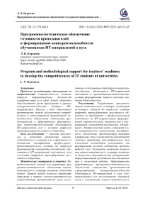 Программно-методическое обеспечение готовности преподавателей к формированию конкурентоспособности обучающихся ИТ-направлений в вузе