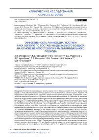 Эффективность ранней диагностики рака легкого по составу выдыхаемого воздуха на основе нейросетевого и мультимодального подхода