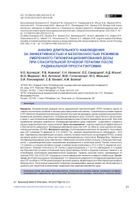 Анализ длительного наблюдения за эффективностью и безопасностью режимов умеренного гипофракционирования дозы при спасительной лучевой терапии после радикальной простатэктомии