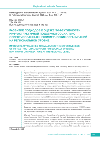 Развитие подходов к оценке эффективности инфраструктурной поддержки cоциально ориентированных некоммерческих организаций на региональном уровне
