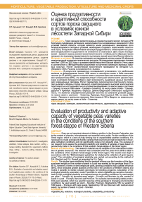 Оценка продуктивности и адаптивной способности сортов гороха овощного в условиях южной лесостепи Западной Сибири