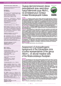 Оценка фитопатогенного фона ризосферной зоны некоторых представителей рода Allium L. на аллювиальных луговых почвах Замоскворецкой поймы