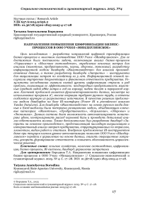 Направления повышения цифровизации бизнес-процессов в ООО Учхоз «Миндерлинское»