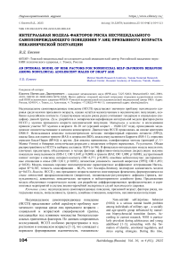 Интегральная модель факторов риска несуицидального самоповреждающего поведения у лиц призывного возраста неклинической популяции