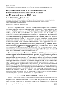 Результаты отлова и кольцевания птиц Биологической станцией «Рыбачий» на Куршской косе в 2021 году