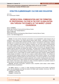 Intercultural communication and the formation of professional culture in the post globalization era through the example of the Market Leader coursebook