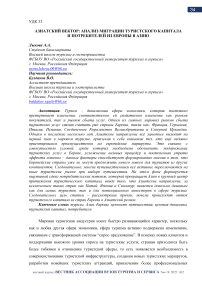 Азиатский вектор: анализ миграции туристского капитала и потребителей из Европы в Азию