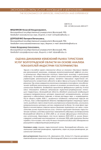 Оценка динамики изменений рынка туристских услуг Волгоградской области на основе анализа показателей индустрии гостеприимства