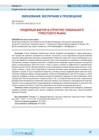 Гендерный фактор в структуре глобального туристского рынка