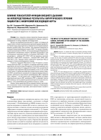 Влияние показателей функции внешнего дыхания на непосредственные результаты хирургического лечения пациентов с аневризмой восходящей аорты