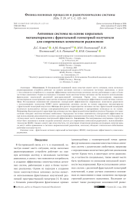 Антенные системы на основе киральных метаматериалов с фрактальной геометрией излучателя для современных комплексов радиосвязи