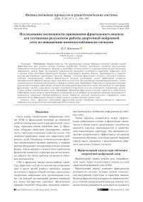 Исследование возможности применения фрактального анализа для улучшения результатов работы сверточной нейронной сети по повышению помехоустойчивости сигналов