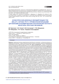 Коэкспрессия длинных некодирующих РНК MALAT1, HOTAIR, PVT1 с провоспалительными цитокинами в формировании платинорезистентного фенотипа при раке яичников
