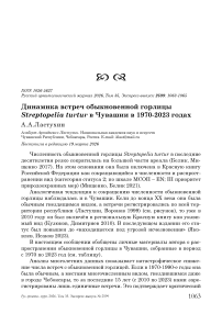 Динамика встреч обыкновенной горлицы Streptopelia turtur в Чувашии в 1970-2023 годах