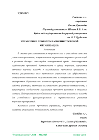 Управление проектом развития торговой организации