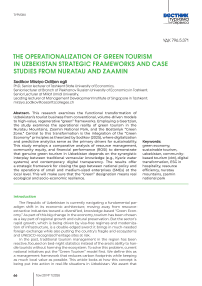 The operationalization of green tourism in Uzbekistan strategic frameworks and case studies from Nuratau and Zaamin