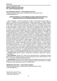 Биопродуктивность и прохождение основных фенологических фаз шалфея испанского в условиях Московского региона