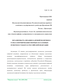 Механизмы реализации кадровой политики в рамках формирования опорных населённых пунктов в субъектах Российской Федерации