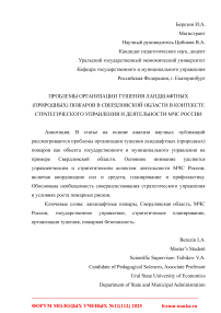 Проблемы организации тушения ландшафтных (природных) пожаров в Свердловской области в контексте стратегического управления и деятельности МЧС России