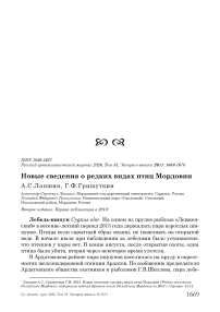 Новые сведения о редких видах птиц Мордовии
