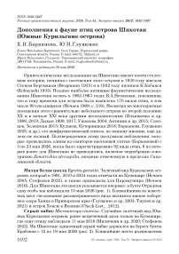 Дополнения к фауне птиц острова Шикотан (Южные Курильские острова)