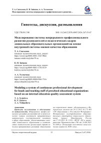 Моделирование системы непрерывного профессионального развития руководителей и педагогических кадров дошкольных образовательных организаций на основе внутренней системы оценки качества образования