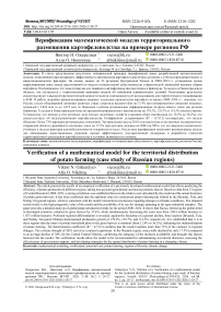 Верификация математической модели территориального размещения картофелеводства на примере регионов РФ