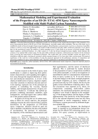 Mathematical Modeling and Experimental Evaluation of the Properties of an ED-20 / ETAL-45M Epoxy Nanocomposite Modified with Multi-Walled Carbon Nanotubes