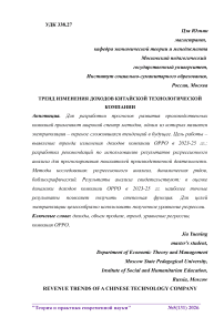 Тренд изменения доходов китайской технологической компании