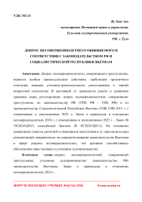 Допрос несовершеннолетнего обвиняемого в соответствии с законодательством РФ и Социалистической Республики Вьетнам