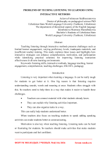 Problems of teching listening to learners using interactive methods