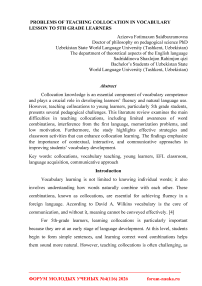 Problems of teaching collocation in vocabulary lesson to 5th grade learners
