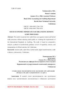 Socio-economic importance of organizing remote audit processes