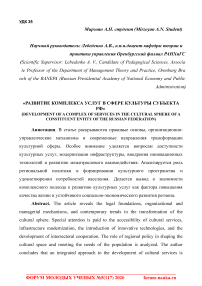 Развитие комплекса услуг в сфере культуры субъекта РФ