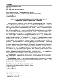 Влияние различных способов обработки почвы и удобренности на инфицированность семян яровой пшеницы
