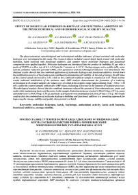 Effect of molecular hydrogen barbotage and functional additives on the physicochemical and microbiological stability of katyk