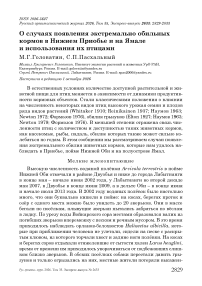 О случаях появления экстремально обильных кормов в Нижнем Приобье и на Ямале и использования их птицами