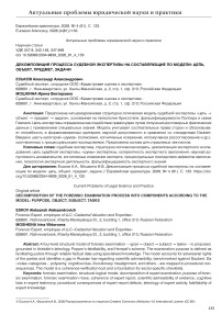 Декомпозиция процесса судебной экспертизы на составляющие по модели: цель, объект, предмет, задачи